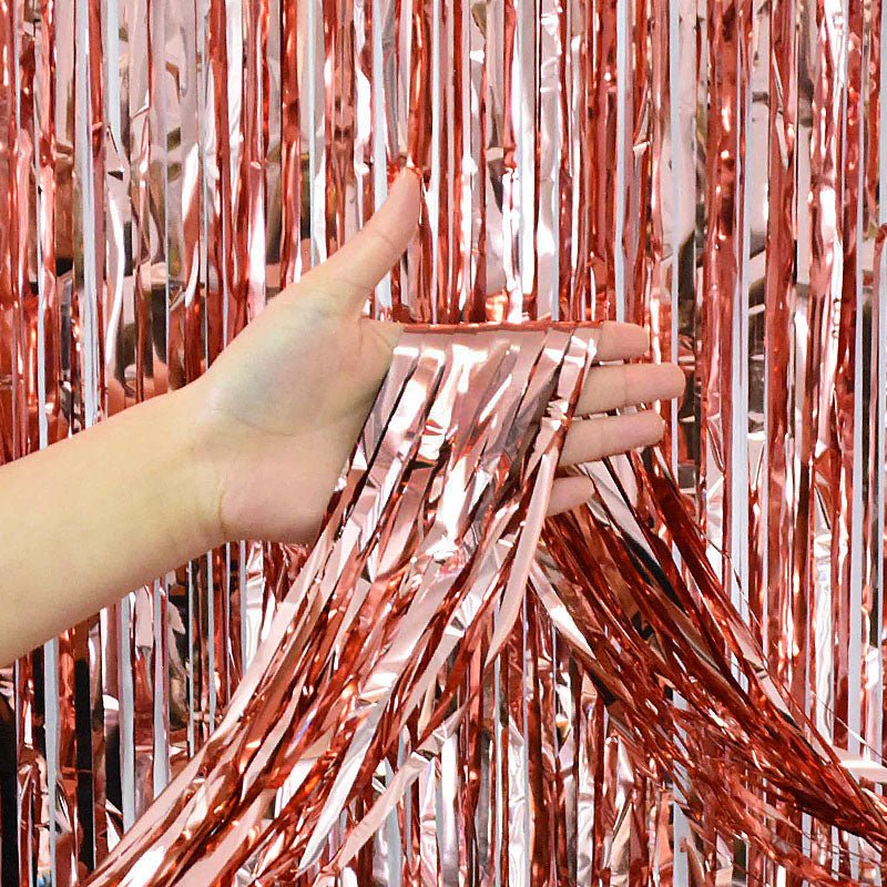 2 pack - Rose Gold foil curtain backdrop