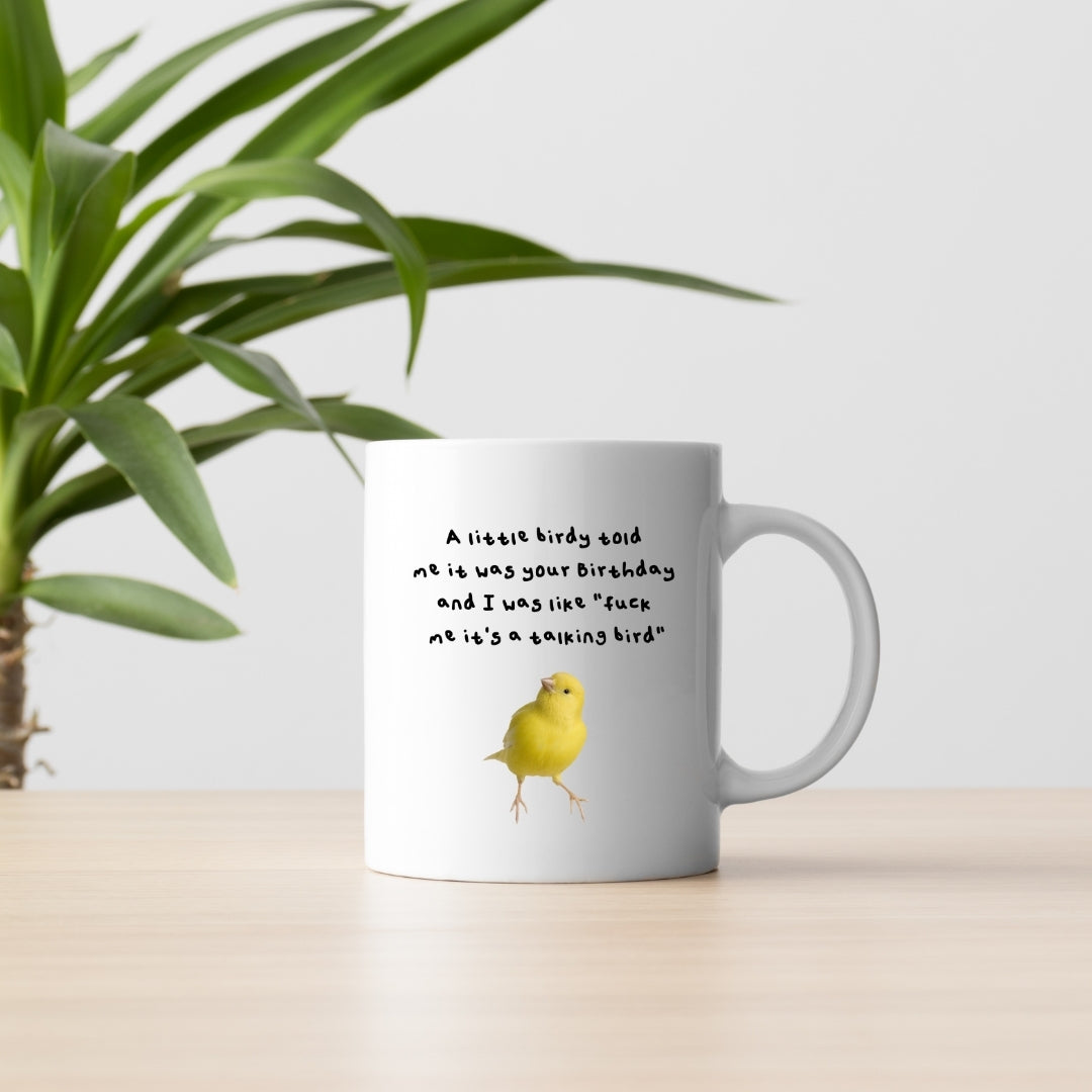 Talking bird mug