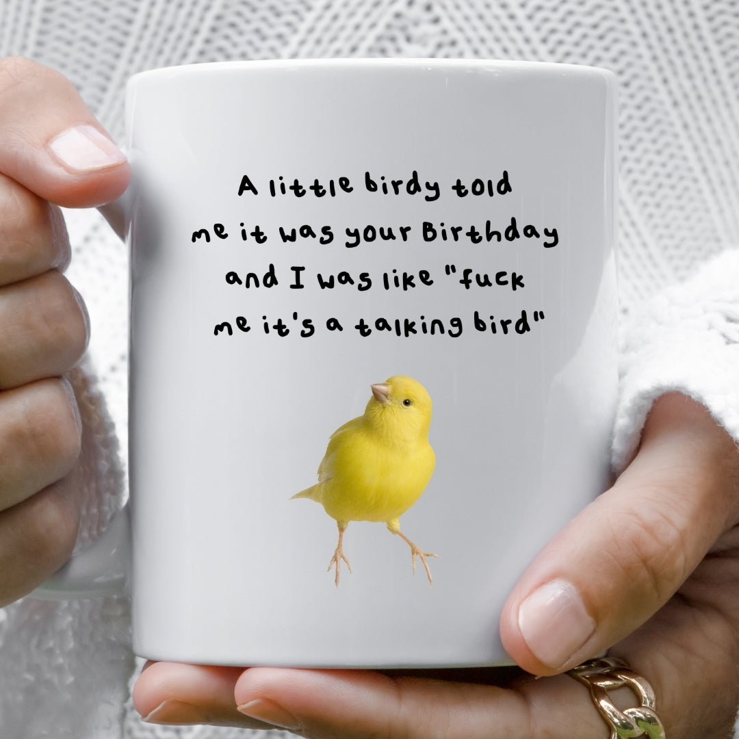 Talking bird mug