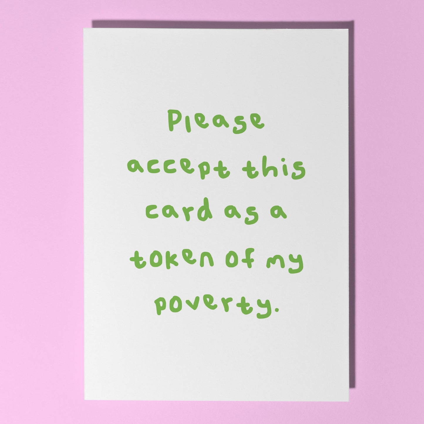 Token of poverty card