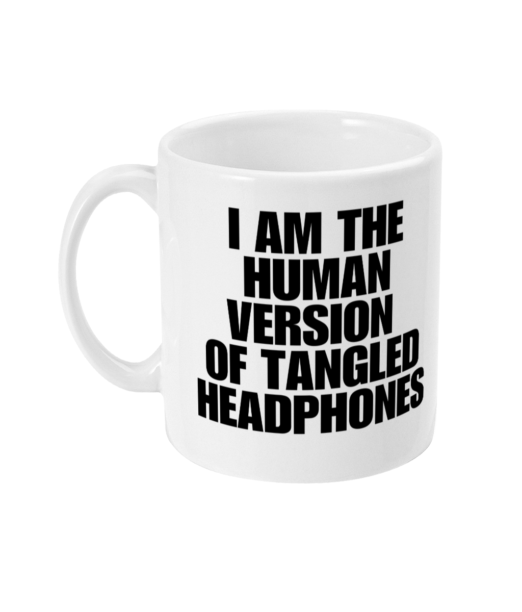 Tangled head phones mug
