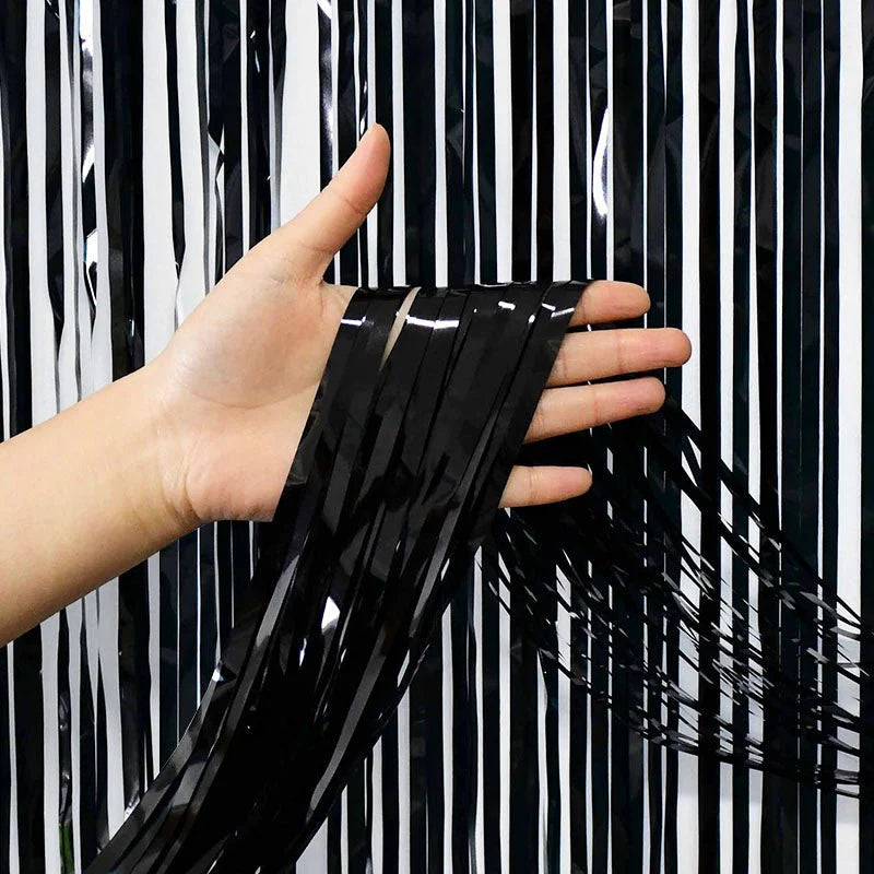 2 Pack - Black foil curtain backdrop