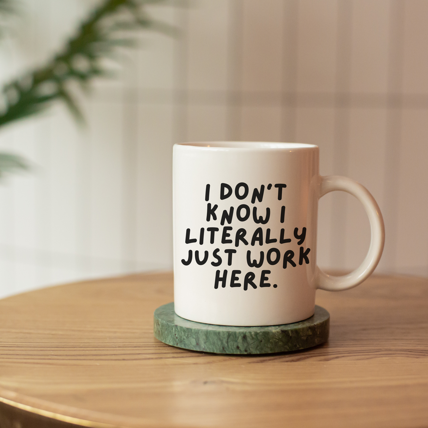 I just work here mug