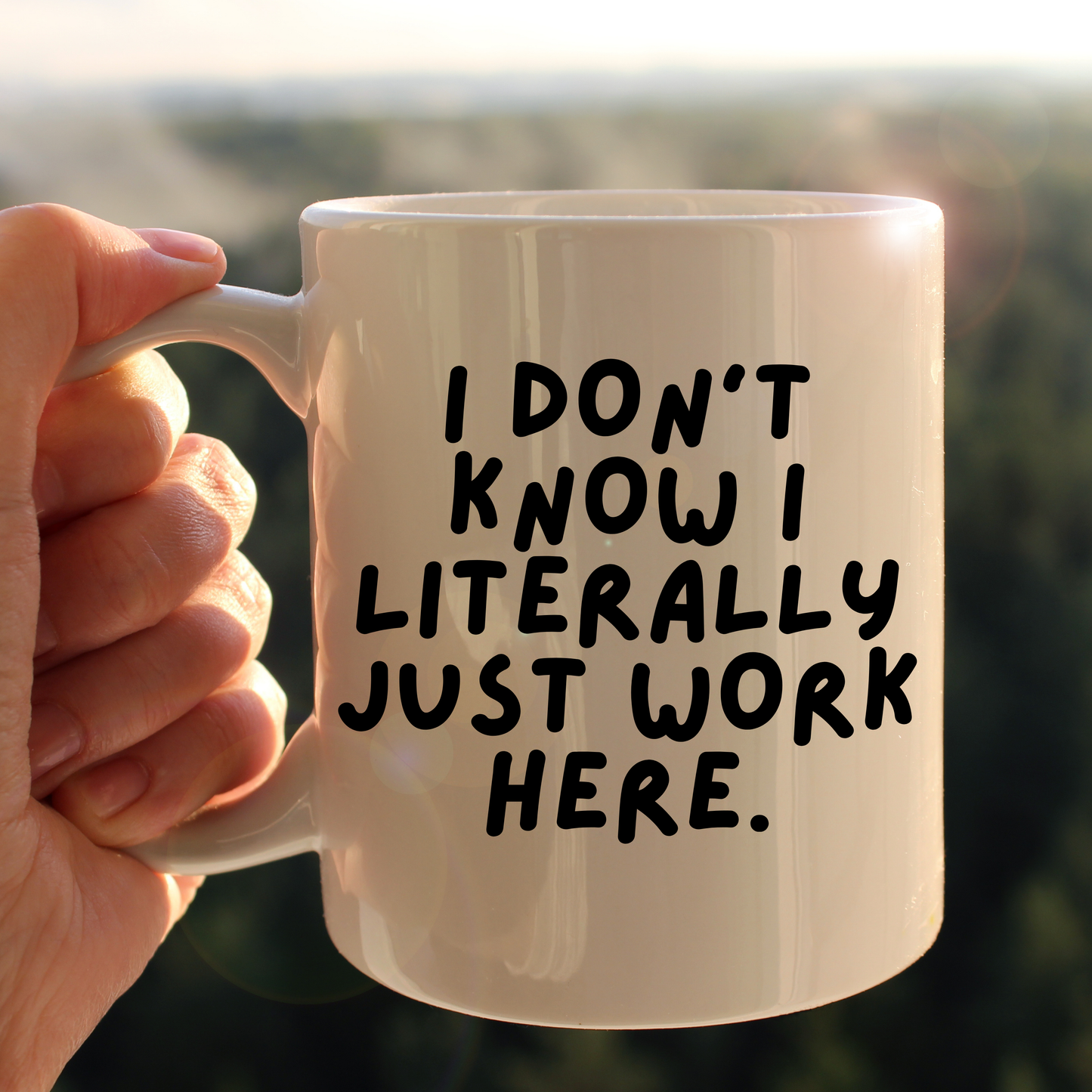 I just work here mug
