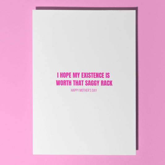 Saggy rack card