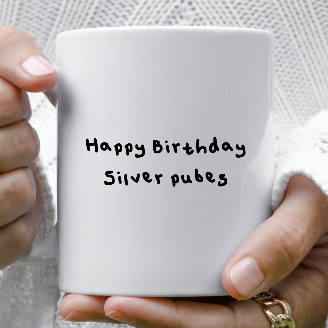 Silver pubes mug