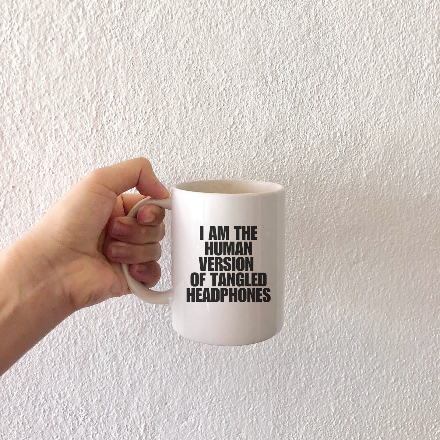 Tangled head phones mug