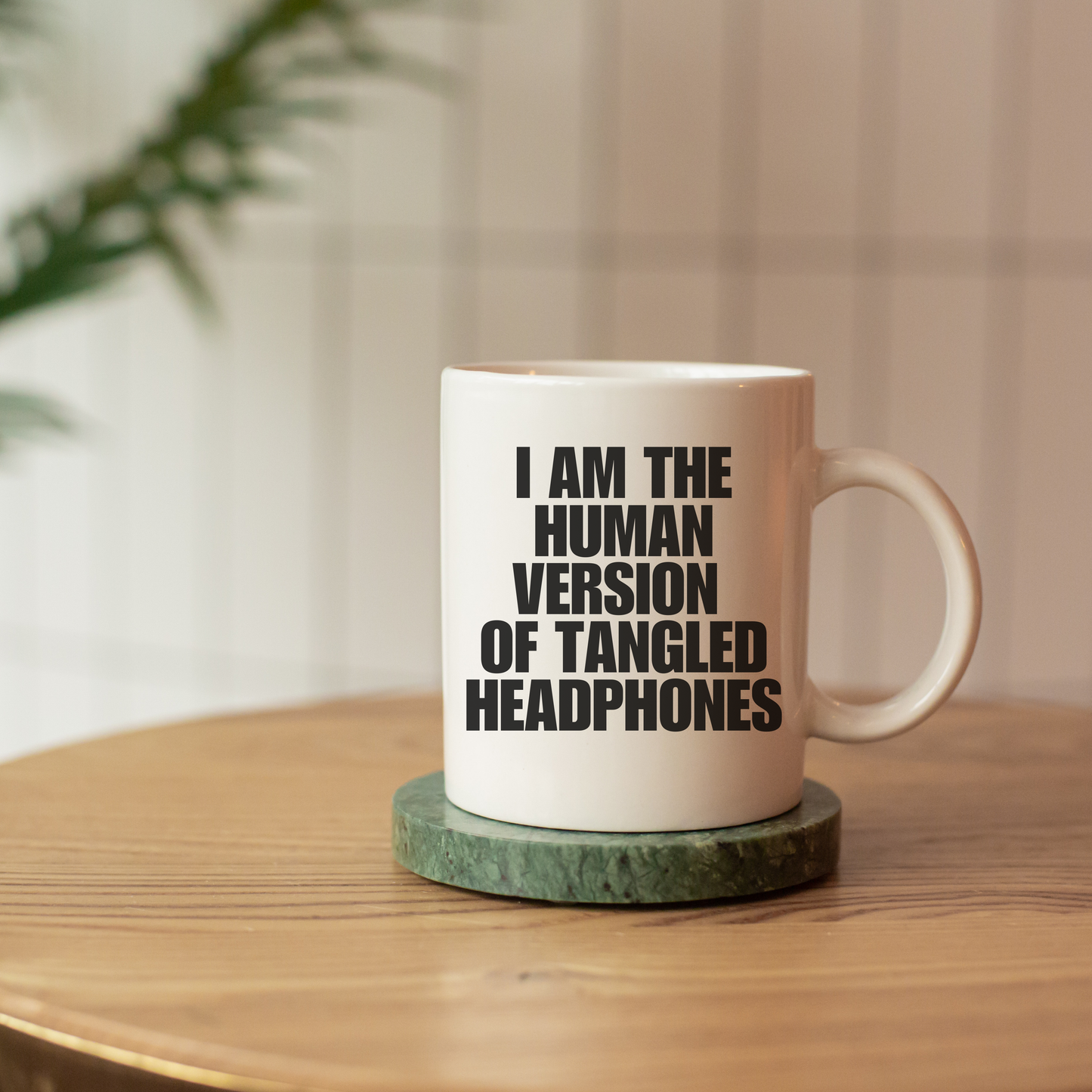 Tangled head phones mug